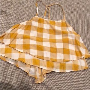 😍🔥Mustard ruffle tank with open back